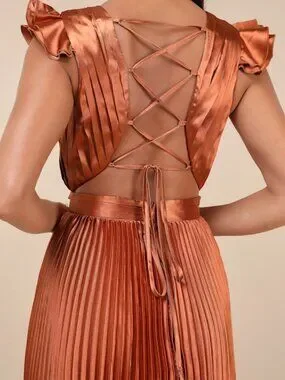 Lulus Plus Size Lulus | Dresses | Lulus Plus Size Rust Orange Satin Pleated Maxi Dress ...